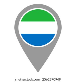 sierra leone flag location pin, flag application, Flag on Location Pin, graphic design, map pointer, vector illustration.