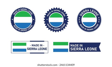 Sierra Leone flag, Made in Sierra Leone. Tag, Seal, Stamp, Flag, Icon vector