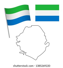 Sierra leone flag and map. Patriotic background. National flag of Sierra leone vector illustration