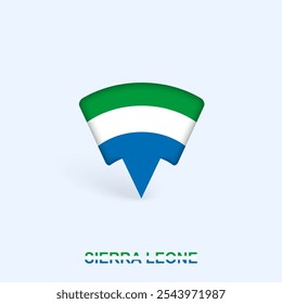 Sierra Leone Flag Map Pointer Design with Shadow. Vector illustrator.