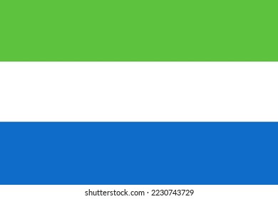 Sierra Leone flag. Official colors and proportions.