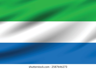 Sierra Leone flag official colors and proportion digital vector illustration. Waving flag.