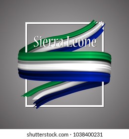 Sierra Leone flag. Official national colors. Sierra Leone 3d realistic ribbon. Isolated waving vector glory flag stripe sign. Vector illustration backgroun. Icon emoji design with frame