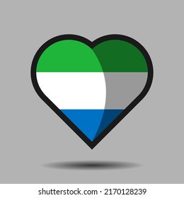 Sierra Leone flag. Official national flag element on heart shape vector. World flag symbol and icon. Vector eps 10.