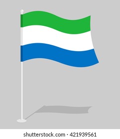 Sierra Leone flag. Official national mark of Sierra Leone Republic. Traditional growing state flag in West Africa
