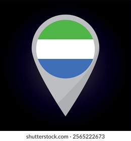 Sierra Leone Flag on Location Pin. vector illustration