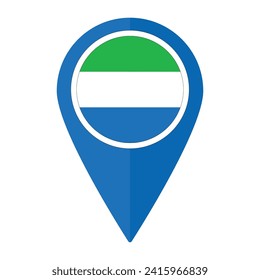 Sierra leone flag on map pinpoint icon isolated. Flag of Sierra leone