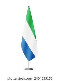 Sierra Leone flag on flag stand for official meetings, transparent background, vector