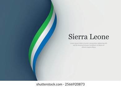 Sierra Leone flag on Waving ribbon. Template for independence day