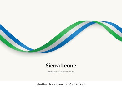 Sierra Leone flag on Waving ribbon. Template for independence day