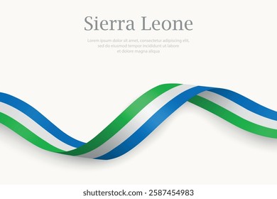 Sierra Leone flag on Waving ribbon. Template for independence day