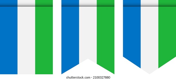 Sierra leone flag or pennant isolated on white background. Pennant flag icon.