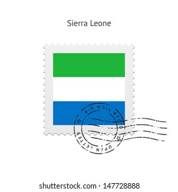 Sierra Leone Flag Postage Stamp on white background. Vector illustration.