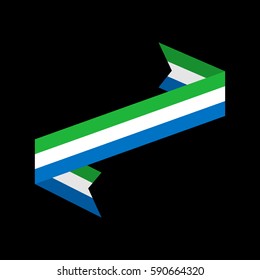 Sierra Leone flag ribbon isolated. Republic tape banner. National symbol of countrys public