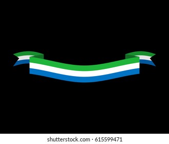 Sierra Leone flag ribbon isolated. Republic tape banner. National symbol of countrys public