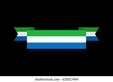 Sierra Leone flag ribbon isolated. Republic tape banner. National symbol of countrys public