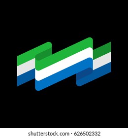 Sierra Leone flag ribbon isolated. Republic tape banner. National symbol of countrys public