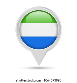 Sierra Leone Flag Round Pin Vector Icon - Illustration