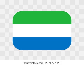 Sierra Leone flag - rounded rectangle colorful flag representing a country cultural identity and heritage. The essence of national pride and unity. Vector flag on transparent background.