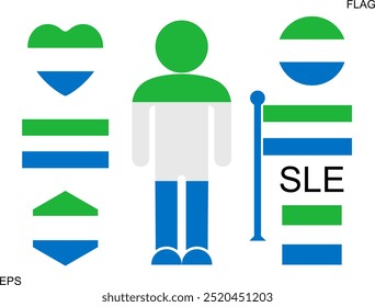 Sierra Leone flag set. Isolated Sierra Leone flag on white background