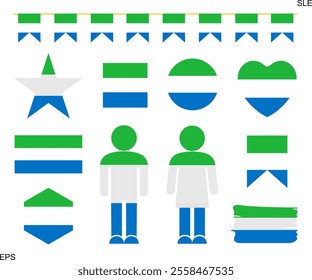 Sierra Leone flag set. Isolated Sierra Leone flag on white background