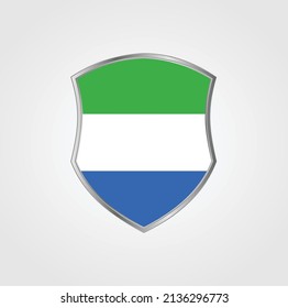 Sierra Leone Flag with Shield Frame. National Flag