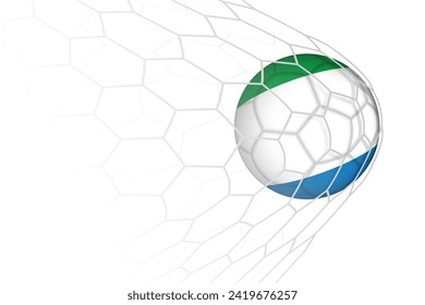 Sierra Leone flag soccer ball in net. Vector sport illustration.