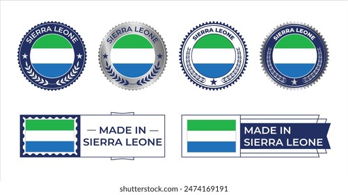 Sierra Leone Flag Stamp. Made in Stamp Isolated in White Background. Symbol, Vector, Icon, Illustration.