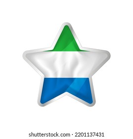 Sierra Leone flag in star. Button star and flag template. Easy editing and vector in groups. National flag vector illustration on white background.