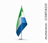 Sierra Leone flag state symbol isolated on background national banner. Greeting card National Independence Day of the Republic of Sierra Leone. Illustration banner with realistic state flag.