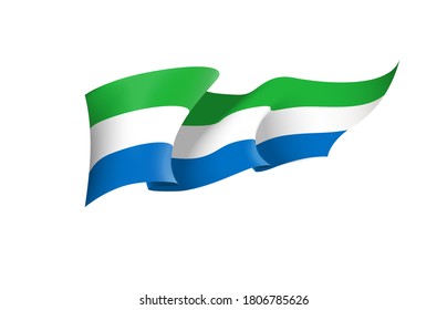 Sierra Leone flag state symbol isolated on background national banner. Greeting card National Independence Day of the Republic of Sierra Leone. Illustration banner with realistic state flag.