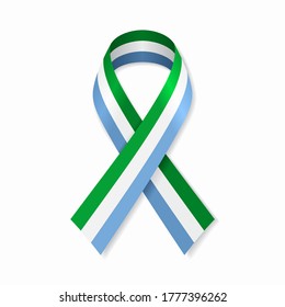 Sierra Leone flag stripe ribbon on white background. Vector illustration.