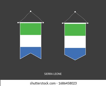 Sierra Leone flag in various shape, Soccer Flag Pennant Vector ,Vector illustration.