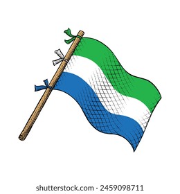 Sierra Leone Flag Vektorillustration in Gravurtechnik Zeichnen