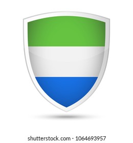 Sierra Leone Flag Vector Shield Icon - Illustration