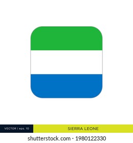 Sierra Leone Flag Vector Stock Illustration Design Template. Rounded Square Shape.