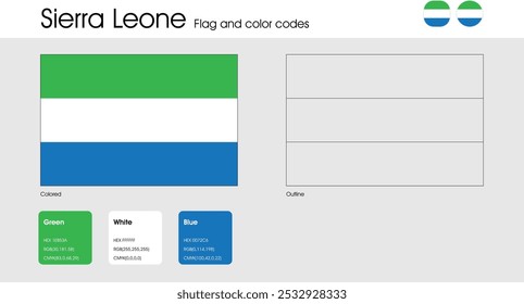 Sierra Leone Flag version of colored, outline and icons