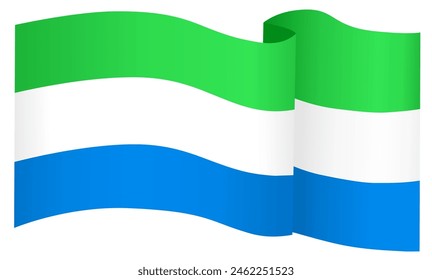 Sierra Leone Flaggenwelle isoliert auf PNG oder transparenter Hintergrund-Vektorillustration.