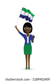 sierra leone flag waving woman