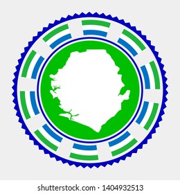 Sierra Leone flat stamp. Round logo with map and flag of Sierra Leone. Vector illustration.