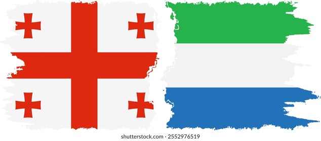 Sierra Leone and Georgia grunge flags connection, vector