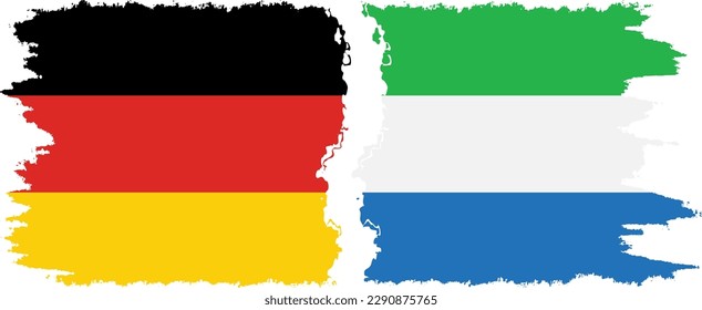 Sierra Leone and Germany grunge flags connection, vector