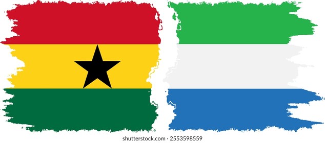 Sierra Leone and Ghana grunge flags connection, vector