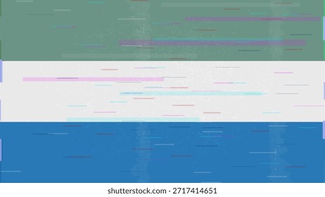 Vetor de bandeira de falha de Serra Leoa, distorção dividida RGB, ilustração de quadro de vídeo abstrato digital