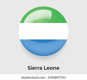 Sierra Leona lustroso bandera nacional burbuja forma redonda icono ilustración vectorial vidrio