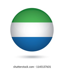 Sierra Leone glossy round button. Vector Illustration EPS10.