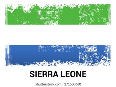 Sierra Leone grunge flag isolated vector in official colors and Proportion Correctly. country's name label in bottom
