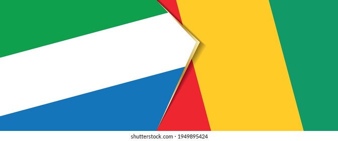 Die Flaggen von Sierra Leone und Guinea, zwei Vektorflaggen Symbol für Beziehung oder Konfrontation.
