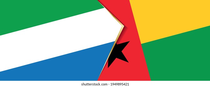 Sierra Leone and Guinea-Bissau flags, two vector flags symbol of relationship or confrontation.