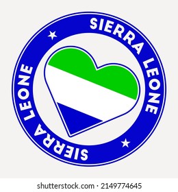 Sierra Leone heart flag badge. From Sierra Leone with love logo. Support the country flag stamp. Vector illustration.